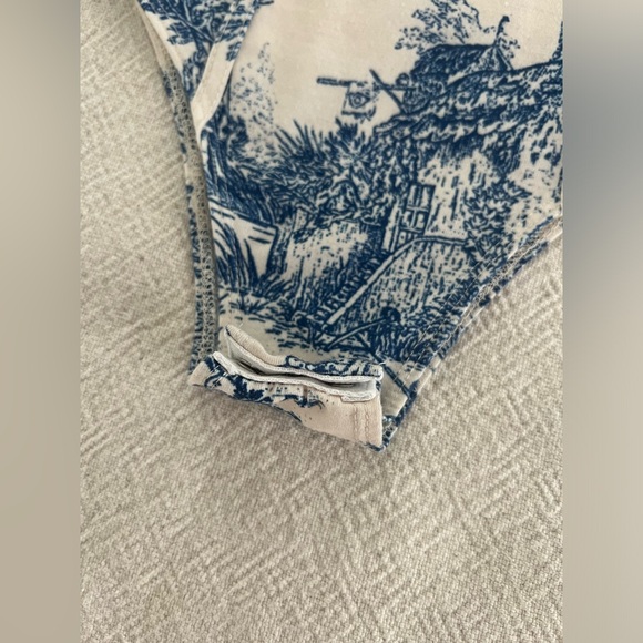 Womens CIDER bodysuit. Blue French style print. Size SMALL. Snap closure. - Picture 5 of 10